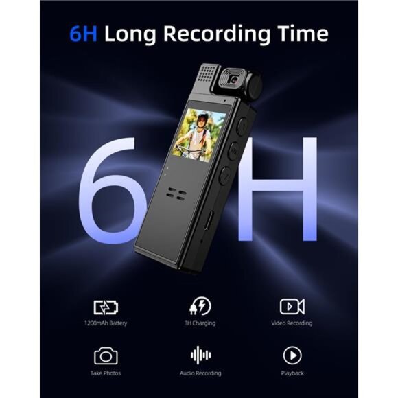 Mini Body Camera 1080P Portable Body Worn Cam w/ Night Vision 64G Memory Card - Picture 3 of 7